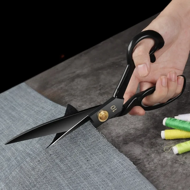 Professional sewing scissors tailors fabric needles thread cutting manganese steel black blade cutting process is very sharp