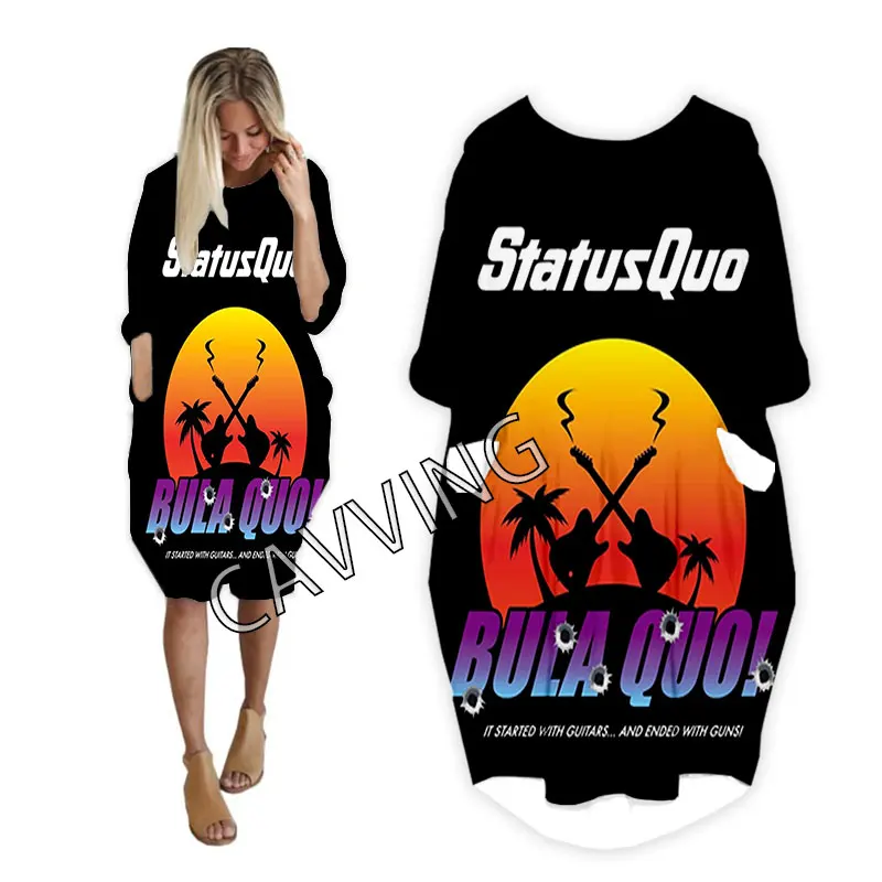 

Status Quo Band 3D Print Women Streetwear Women US Size Dresse Fashion Harajuku Short Sleeves Clothes Women Clothing H01