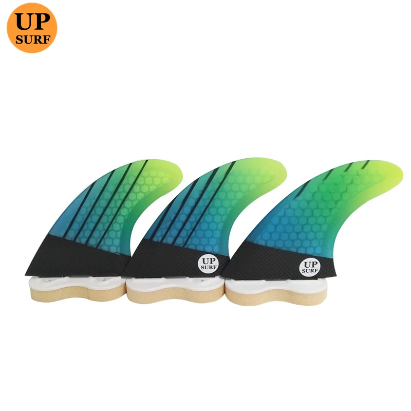 

SUP Board Fin Double Tabs, Surf Fins, M Blue Color, Honeycomb Tri-fin Set, Fiberglass Surfboard Fins