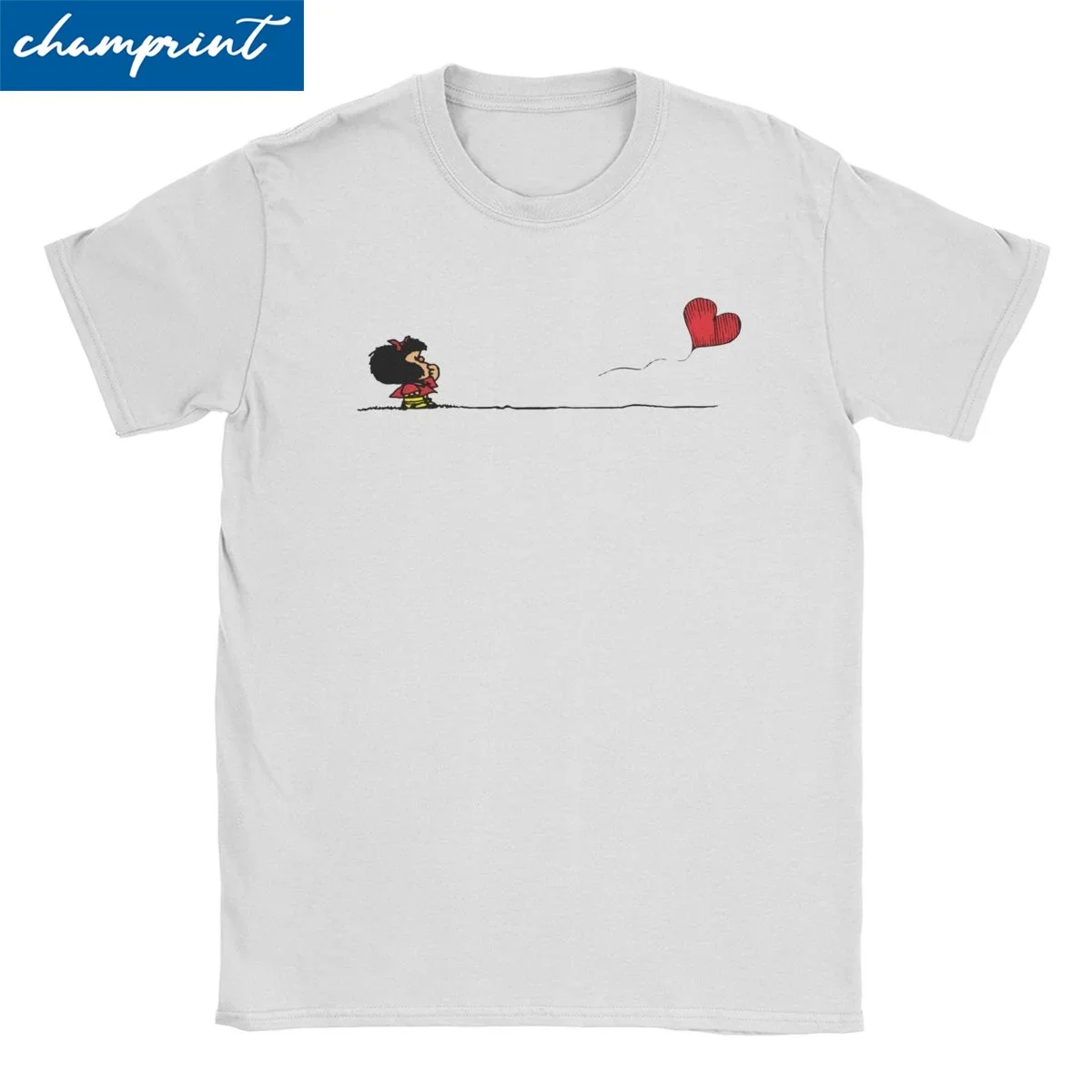 Novedad Mafalda Heart camiseta para hombres mujeres cuello redondo camisetas de algodón dibujos animados camisetas de manga corta ropa de talla grande