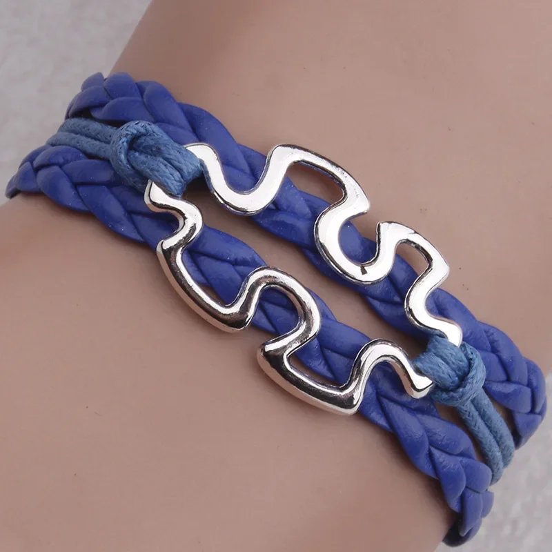 New Autism Puzzle Bracelet Infinite Woven Bracelet Creative Fashion Jewelry Women Gift Pendant Christmas