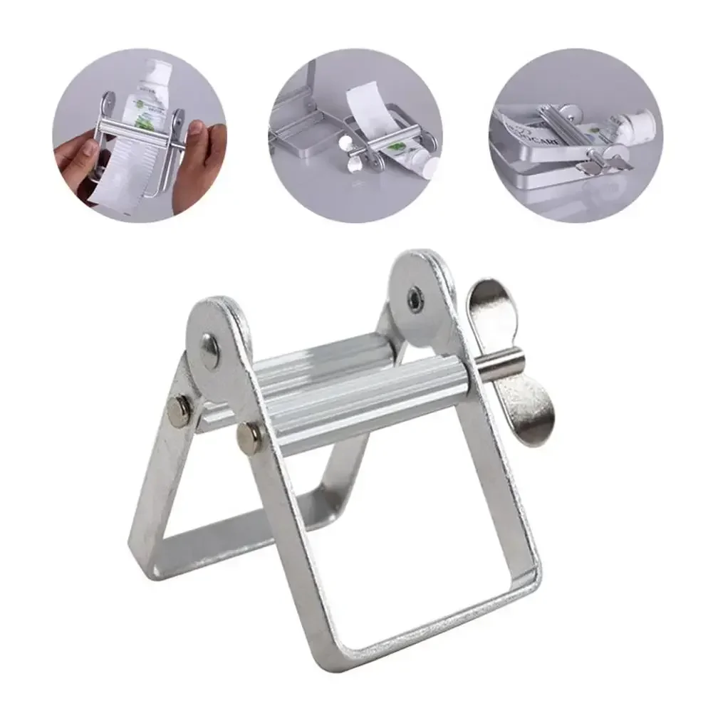 1pcs Silver Lazy Toothpaste Dispenser Tube Squeezer Metal Squeezing Tools Hair Color Dye Cosmetic Paint   Wringer