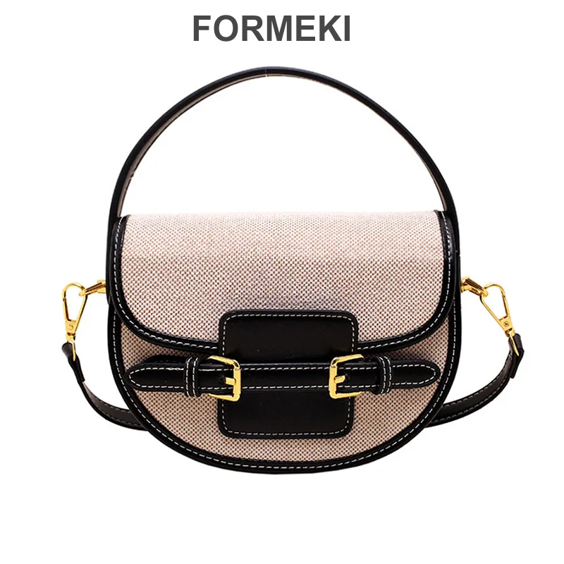 Formeki New Arrivals Women\'S Bag Handbag Ins Fashion Mixed Color Retro Crossbody Bag Saddle Bag