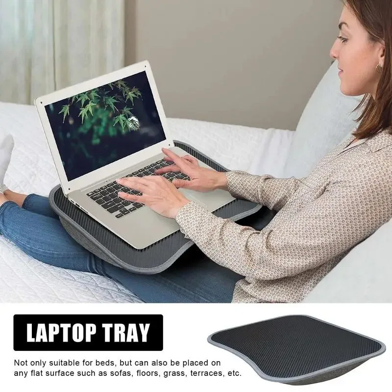 Household Portable Small Pillow Table Laptop Lap Desk with Soft Pillow Cushion Computer Lazy Table Writing Padded Tray for Work
