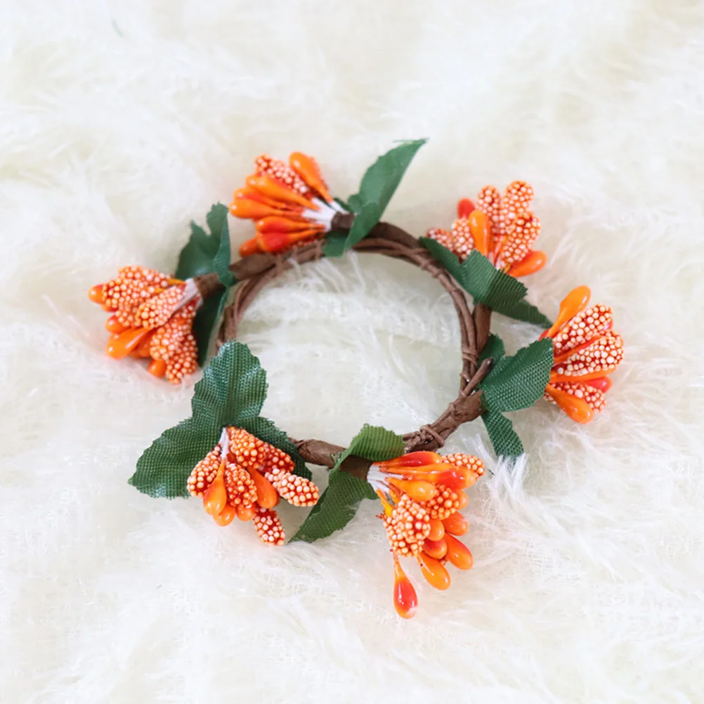 

10Pcs Napkin Rings Decorative Mini Berry Wreath Orange Realistic Napkin Holder Party Decor Thanksgiving Supplies