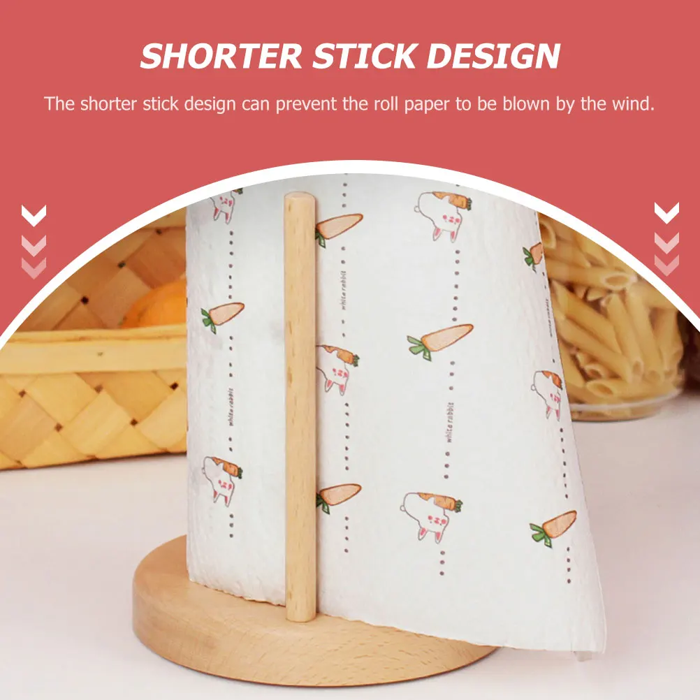 

Wooden Paper Towel Holder Vertical Roll Paper Storage Rack Bathroom Kitchen Napkins Tissue Dispenser Sturdy Base Suitable