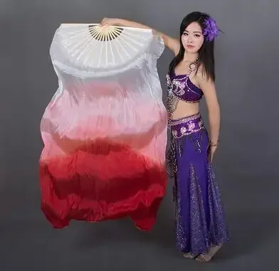 High selling 100% Real Silk Veils 1 Pair handmade women Quality Silk Belly Dance Fan Dance blue turquoise white 180*90 cm