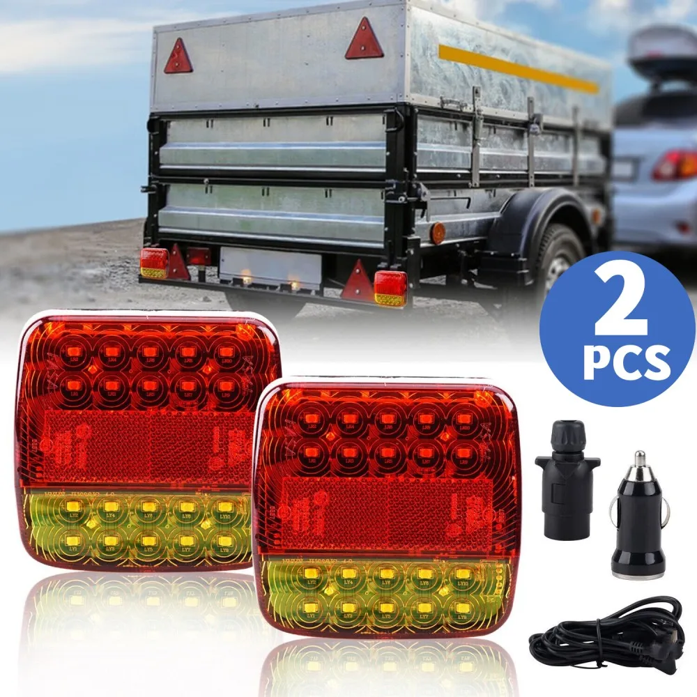 

2pcs Wireless Magnetic LED Truck Tail Light Trailer Rear Light Signal Warning Brake Light for Caravans Campers Lorry RV