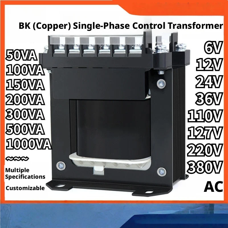 Isolation Transformer BK Series: 50VA–1000VA, Pure Copper Winding, AC Input/Output, B/F Insulation, 50Hz Rated Frequency