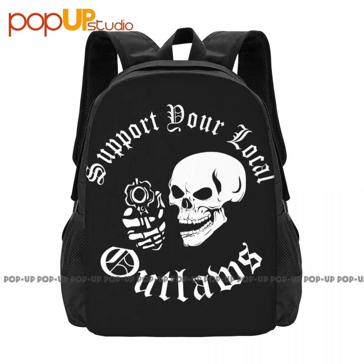 S Support Your Local Outlaws Biker Motorcycle Mc Skull Backpack Large Capacity Swimming Storage Bag