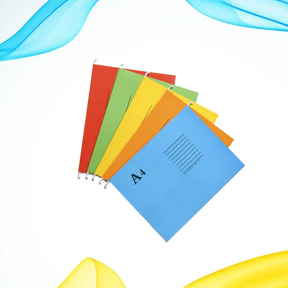 

5Pcs A4 File Folder Hanging Suspension Type with Classification Label for Note Records Financial Statements Document