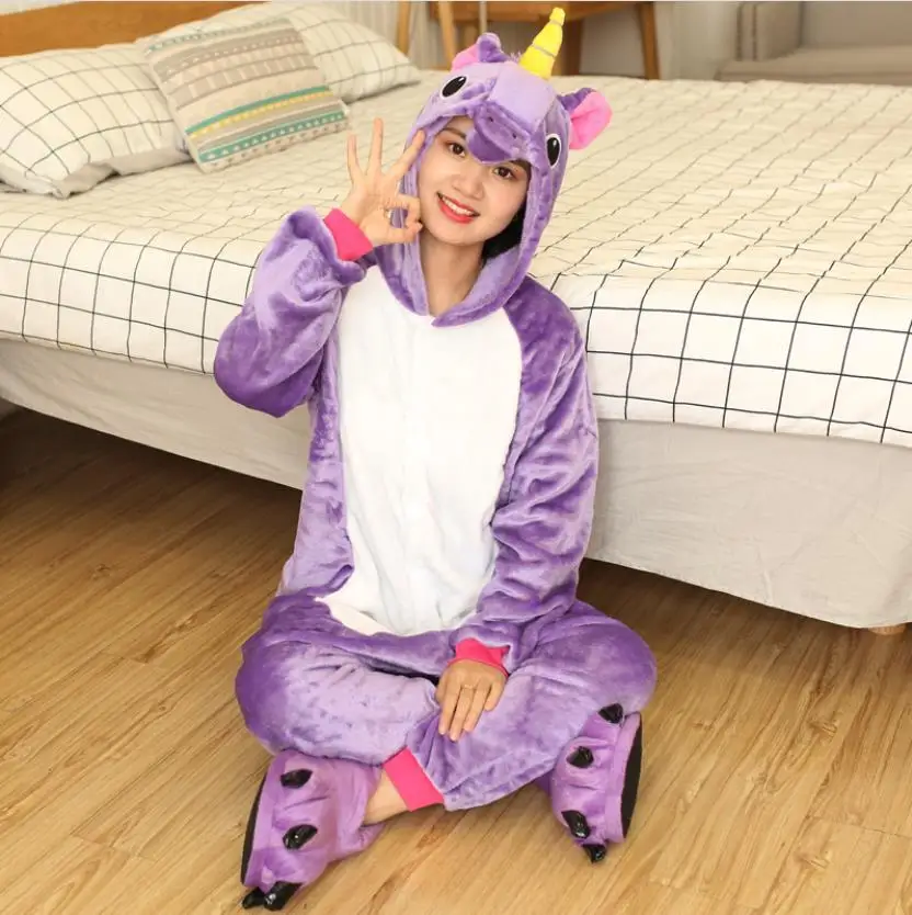 Adults Animal Pajamas Women Men Sleepwear Unisex All in One Pyjamas Animal Suits Cosplay Unicorn Garments Pijama Winter Onesies