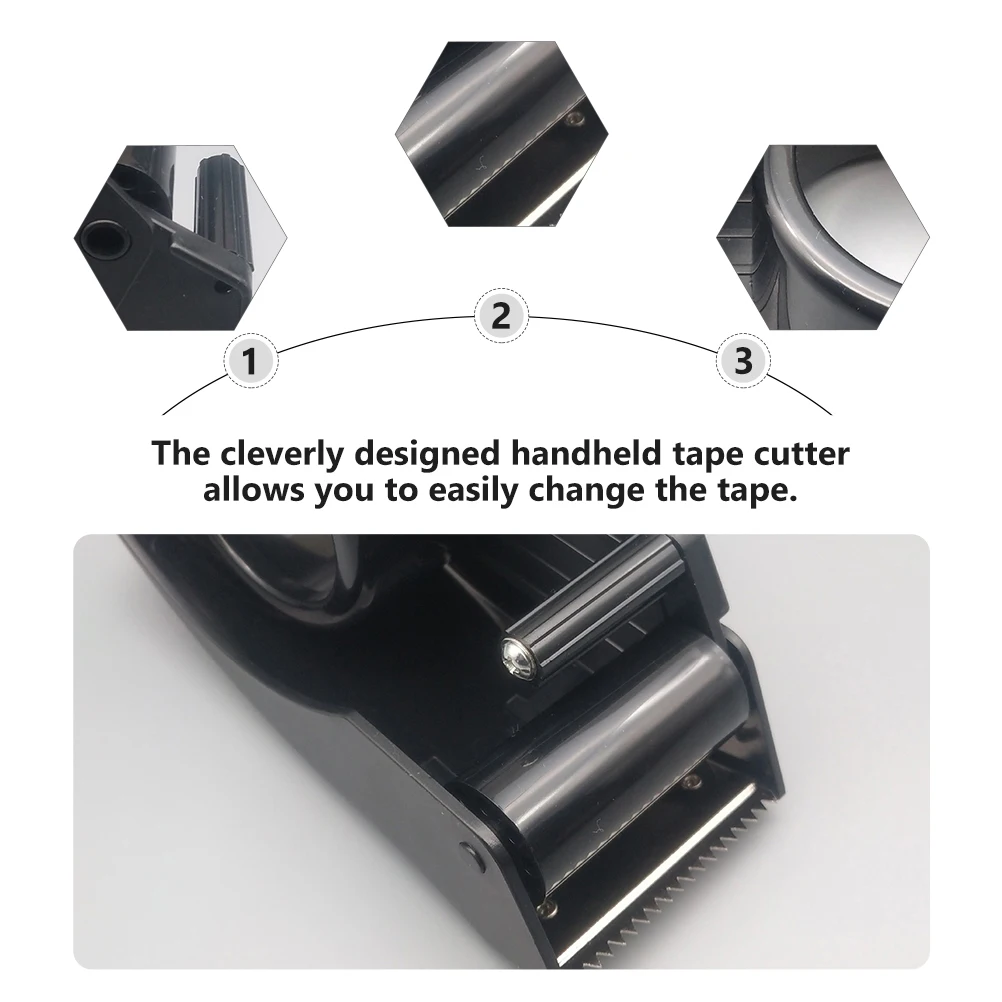 

2 Pcs Tape Dispenser for Packing Pipeline Sticky Black Plastic Packaging
