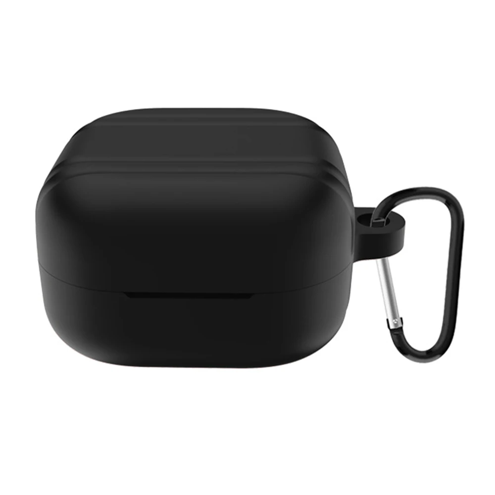 For Samsung Galaxy Buds4 / Buds4 Pro Silicone Case Earphone Protective Cover with Carabiner - Black