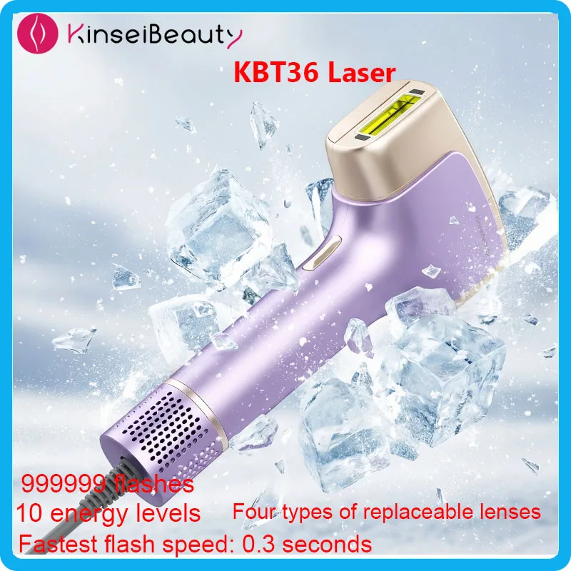 Dispositivo de Depilación Láser Frío Sin Dolor KinseiBeauty T36Laser, Depilador Automático con 999999 Flashes, 4 en 1, Depiladora Láser IPL para Uso Doméstico