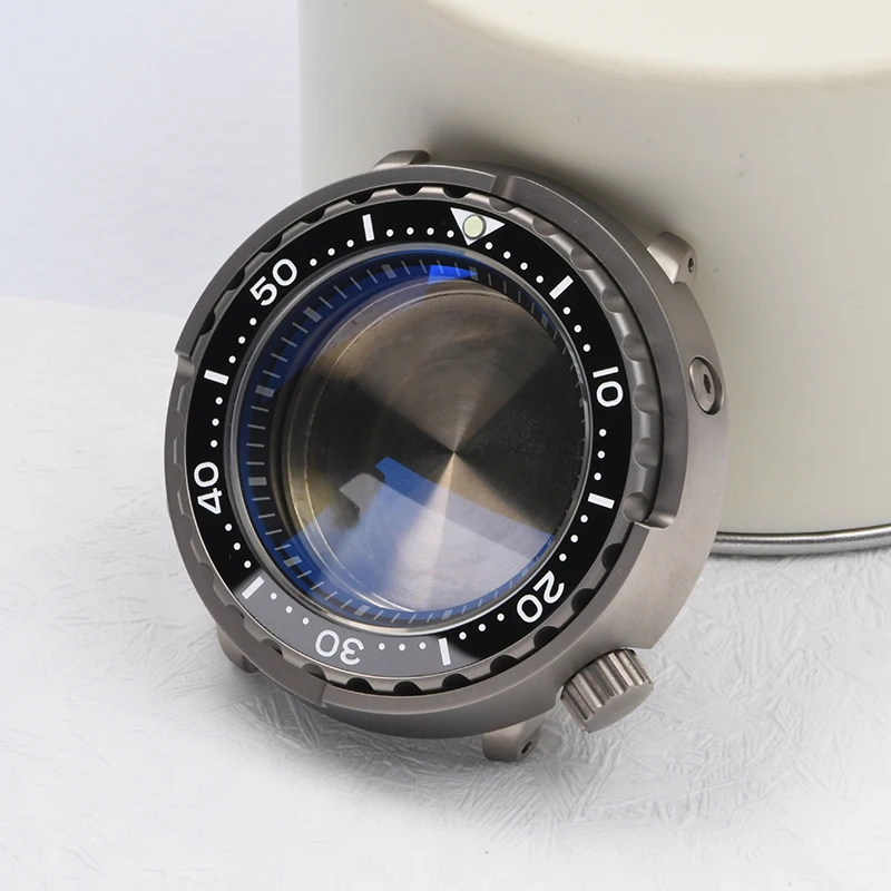 Watch case C3 Luminous Tuna Can Titanium Sapphire glass Diving watch case fits Seiko for NH35/NH36 Automatic Movement Watch mod