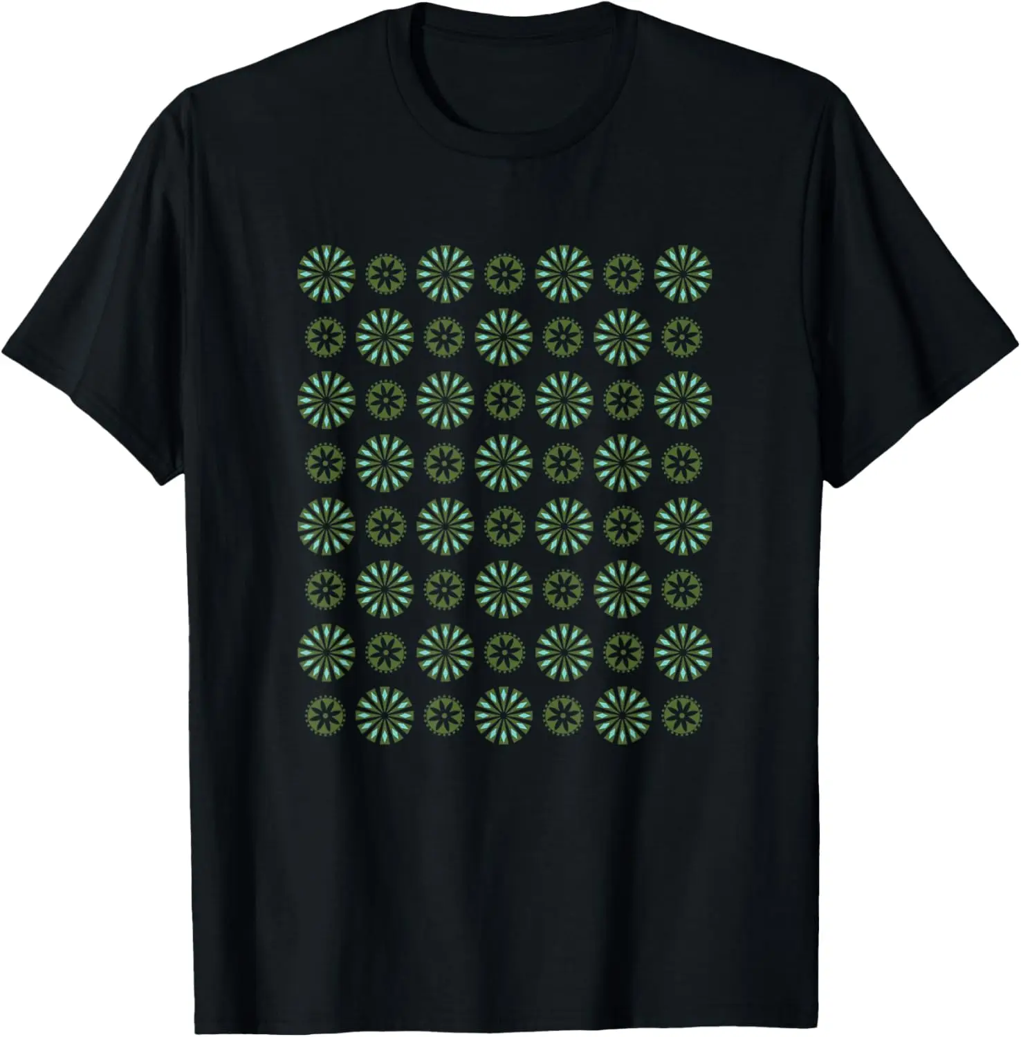 

Vintage Mid Century Mod Snowflake Shapes Pattern Green Blue T-Shirt