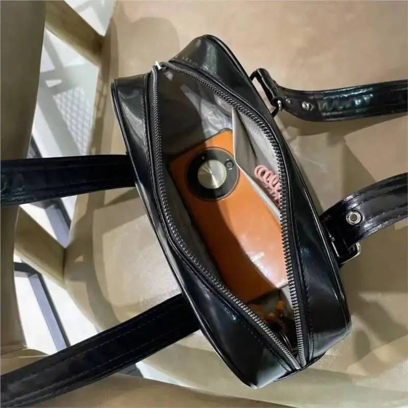 Bloom Black Shoulder Bags Women New High Street Pu Leather Casual Y2k Handbag Female Vintage Square Underarm Bag Purse