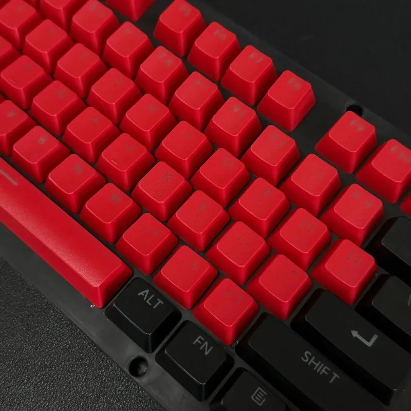Black red classic large font PBT keycaps two-color injection molding light transmission for 61/87 mechanical keyboard