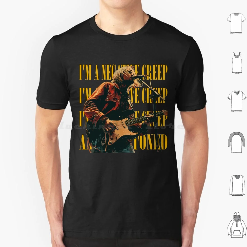 Cobain-Negative Creep camiseta negra talla grande 100% algodón Kurdt Negative Creep Grunge Seatle alternativa Indie Band Kurt Stoned