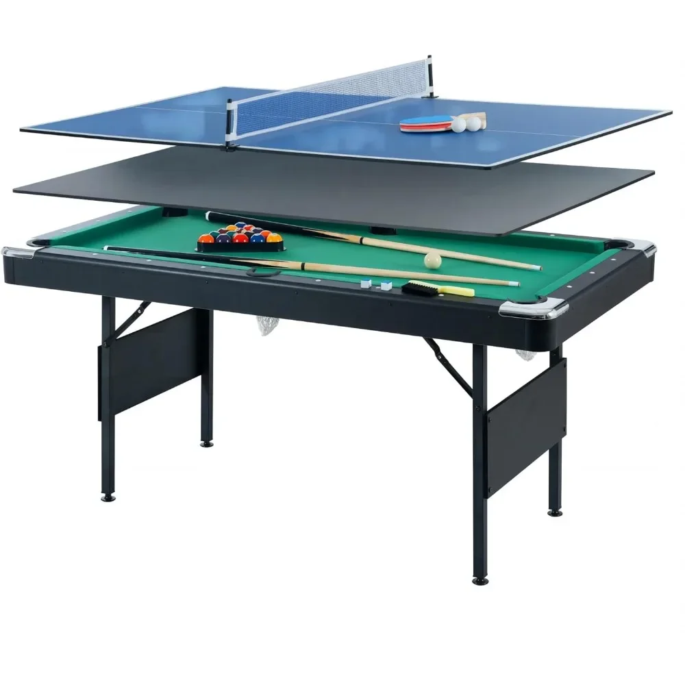 Billiards table foldable billiards table, multifunctional 3-in-1 portable billiards table set table tennis table, game room