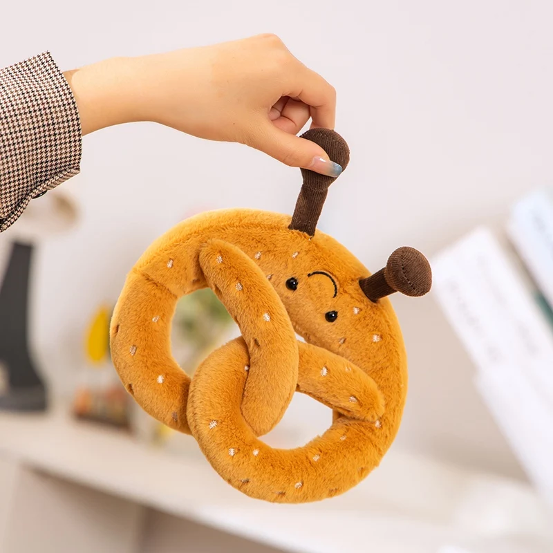 Kawaii Baguette Plush Pretzel Croissant Toy Stuffed Simulation Food Bread Soft Doll Birthday Christmas Gift for Kids