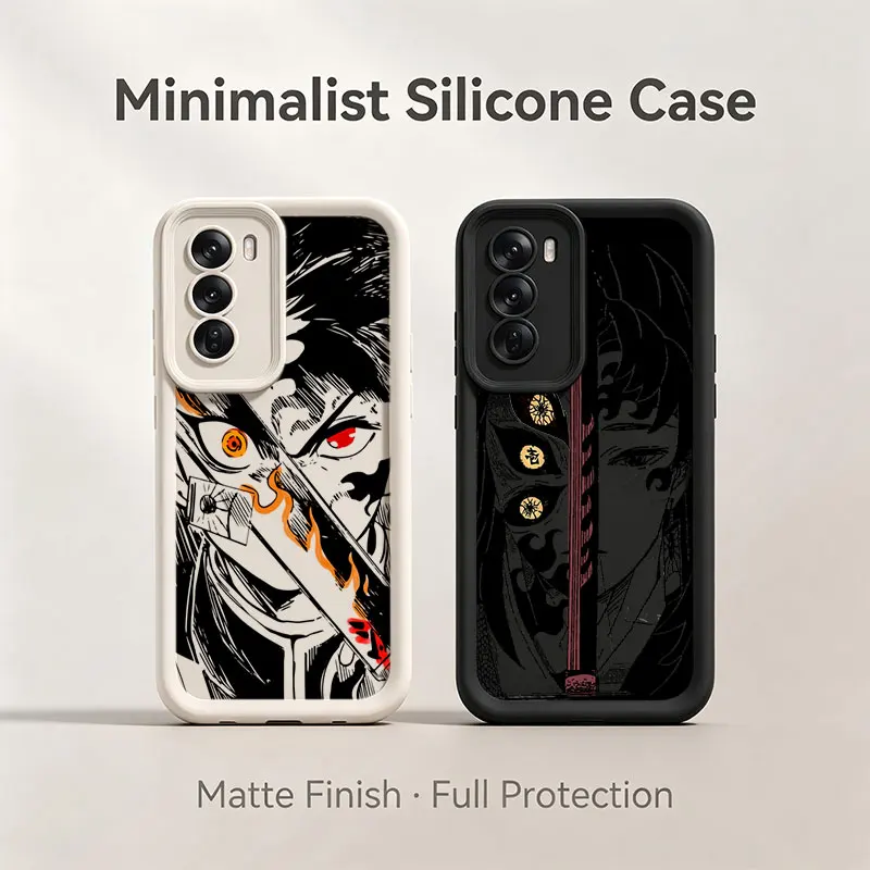 Anime Demon Slayer Shockproof Silicone Phone Case For Oppo Reno 7 8 8T 10 11 11F 12 12F 13F 14F 15 15F 15 Pro Max Funda Cover