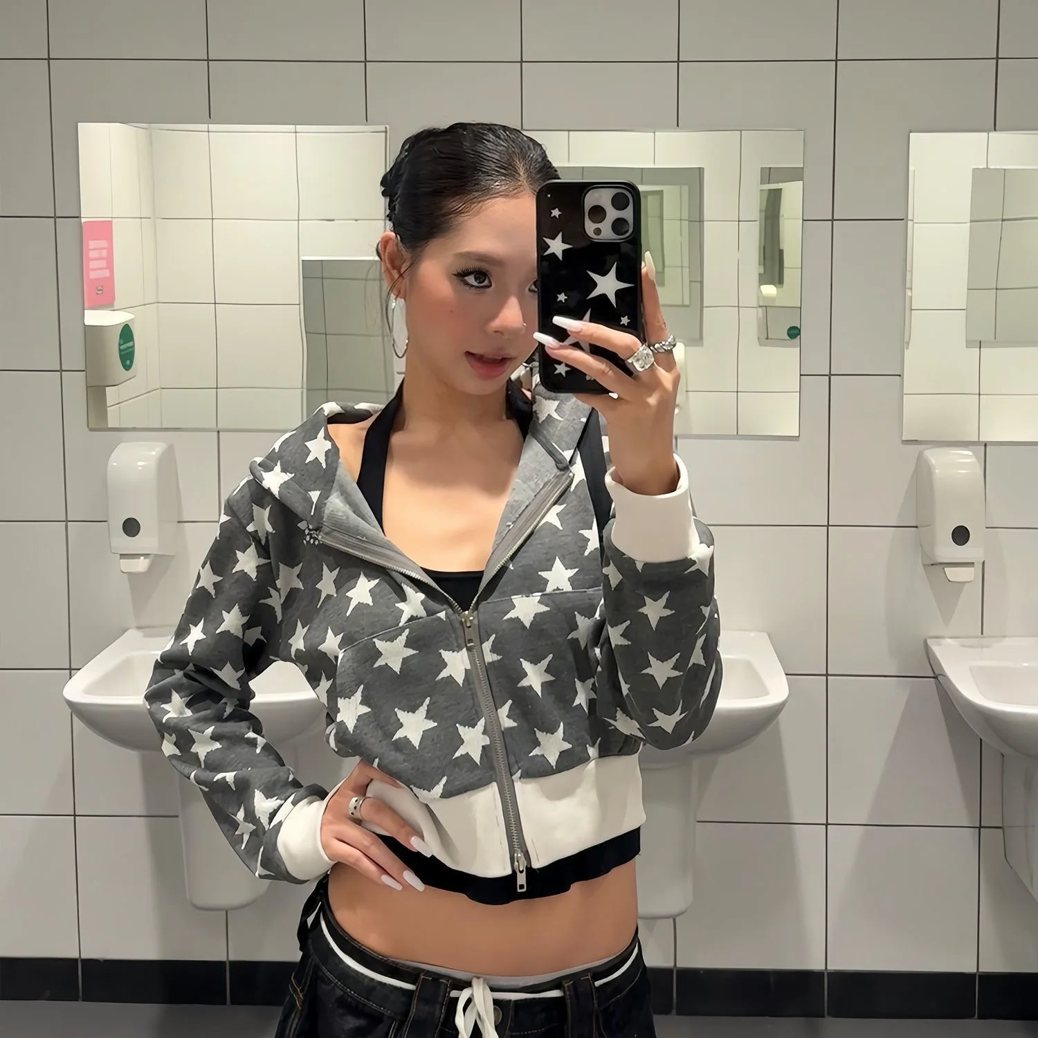 2025 Herbst Winter Damen American Retro Essentials Hoodie Preppy Style Sweatshirts Langarm 2000er Y2k Grunge Full Zip Hoodies