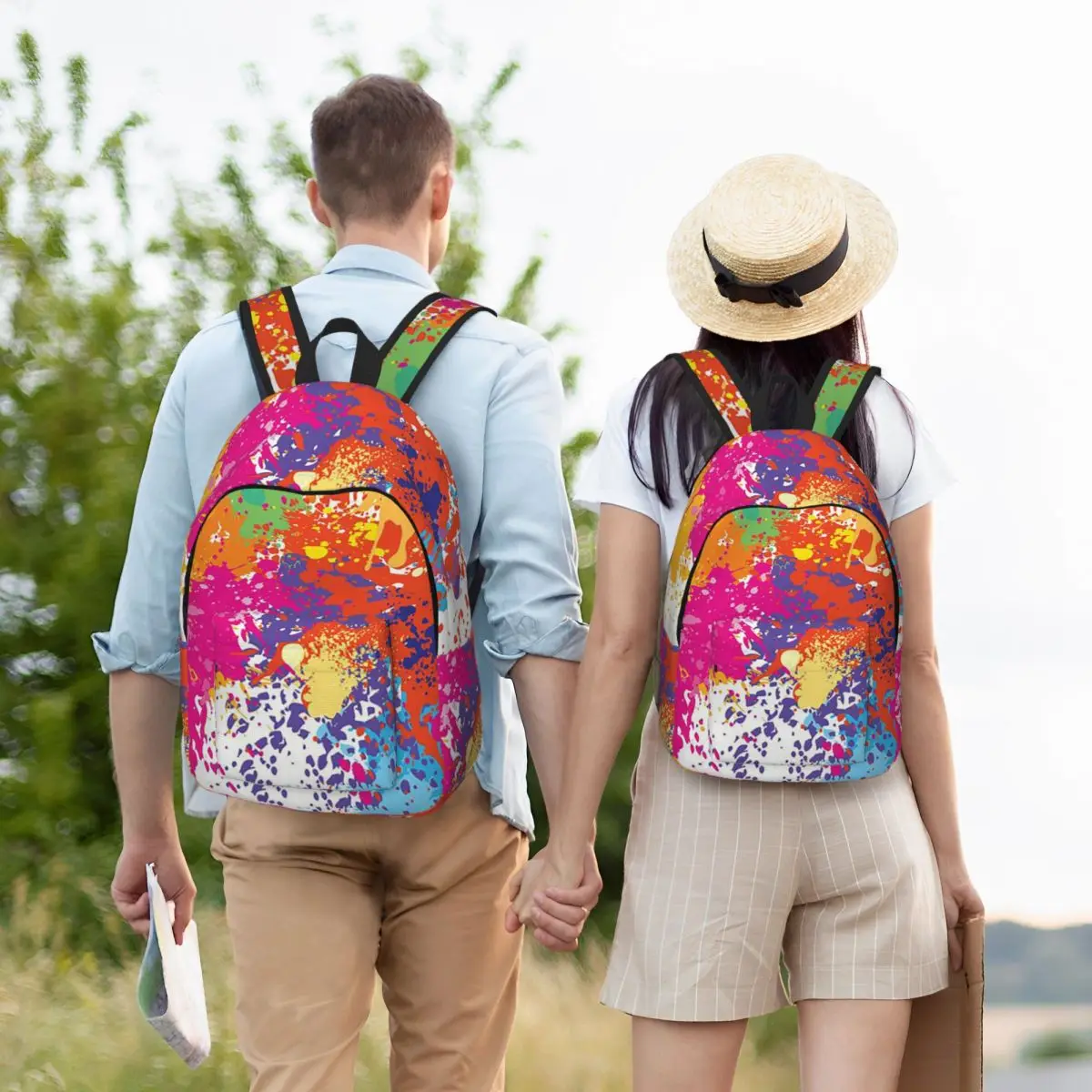 

Rainbow Colorful Art Smock Oil Paint Student Backpack School Bag Hiking Travel Daypack for Men Women Bookbag Shoulder Bags