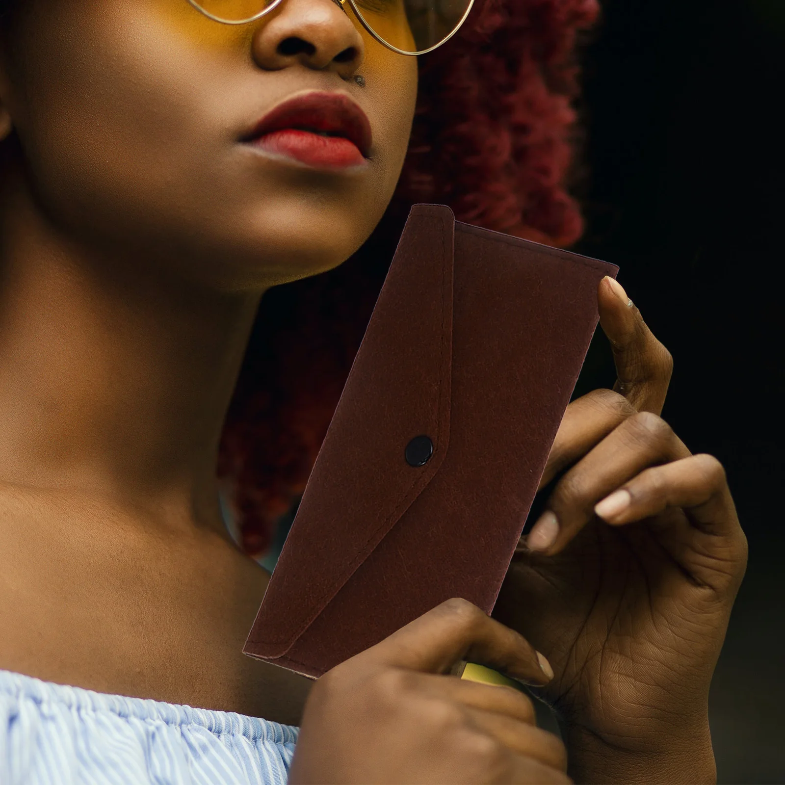 

10Pcs Multifunctional Felt Phone Pouch Snap Button Storage Bag for Money Cables Chargers Coins Travel Essential Organizer Felt