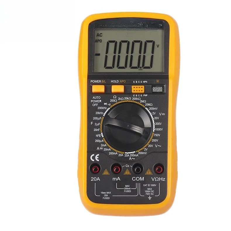 + 4-Digit semi-high-precision digital multimeter, universal meter, with backlight frequency conductance