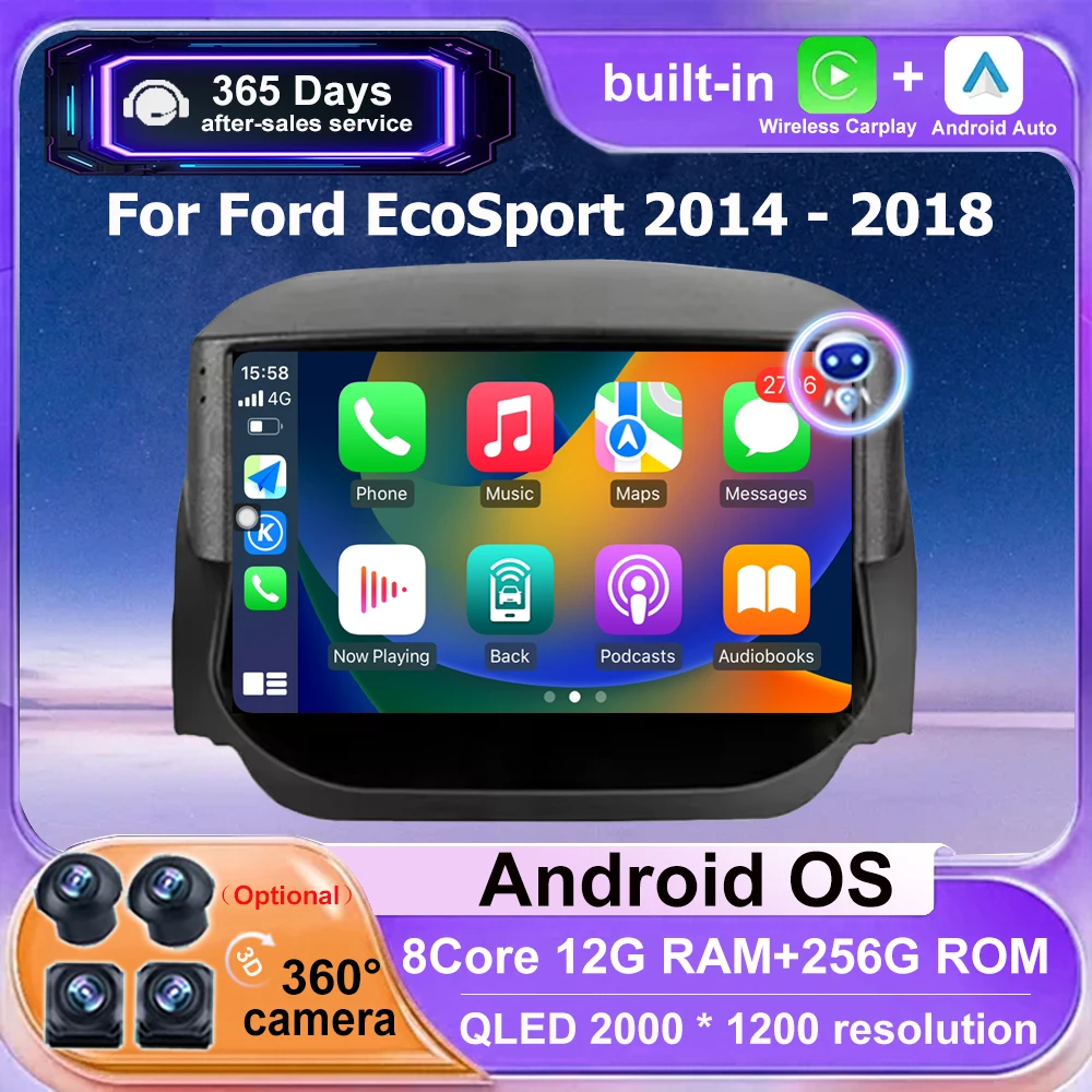 

Android Auto For Ford Ecosport Eco Sport 2014-2018 Car Radio Multimedia GPS Navigation Stereo Wireless Carplay DSP 9 Inch Screen