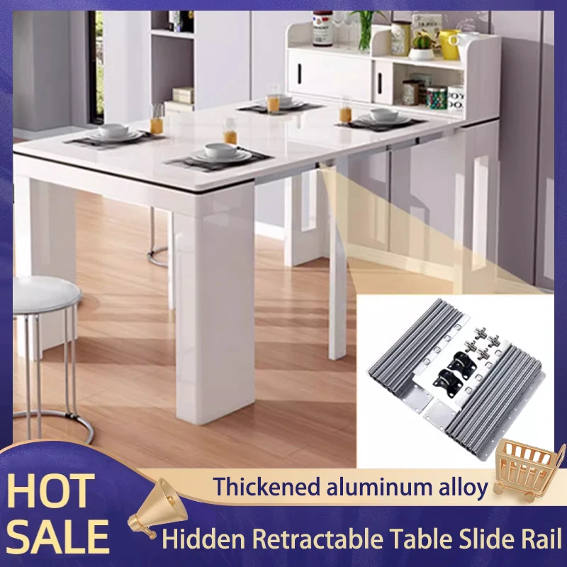 Multifunctional Hidden Retractable Dining Table Slide Rail Folding Pull Multi-section Guide Rail Table Connection Hardware