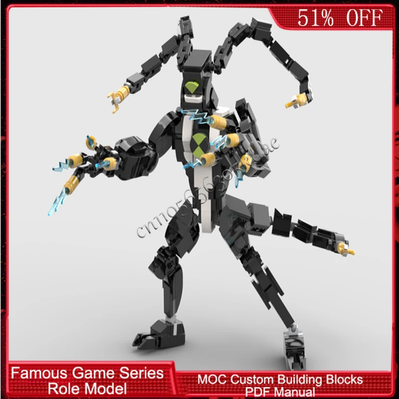 553 Piezas de la Serie de Personajes de Juego Populares Volt Link MOC, Bloques de Construcción Modulares Personalizables, Diseño Popular, Juguete de Ensamblaje DIY para Niños, Regalo