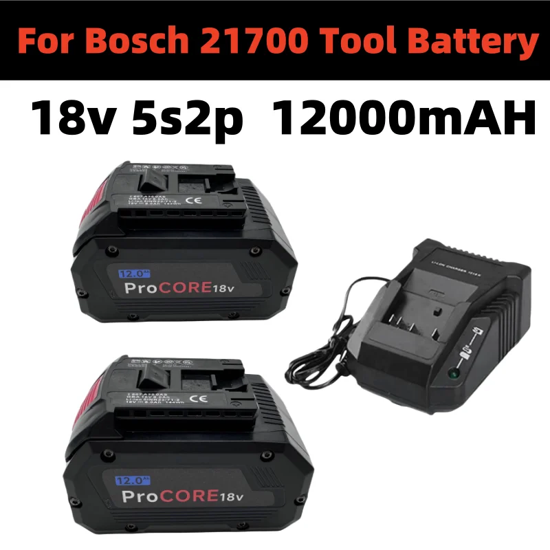 

For BOSCH Professional 5S2P 18V 21700 12000Ah Battery ProCORE 18V Li-ion Battery Replacement for BAT609 BAT618 with BMS