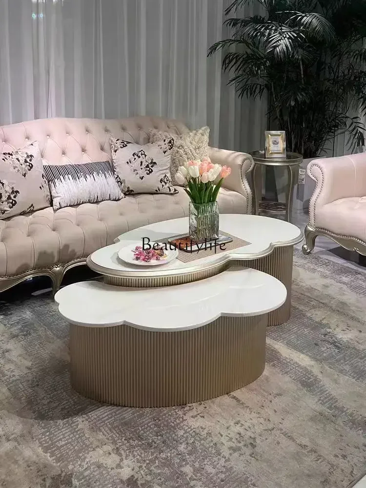 yj9 yj9 American light luxury sofa coffee table living room cloud coffee table sofa solid wood