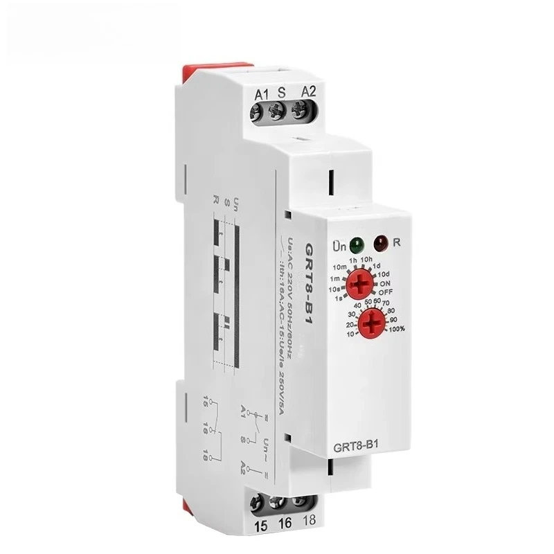 5pcs gy GRT8-B2-AC/DC12V~240V Electronic Time Relay 16A AC/DC 12V-240V DIN Rail Time Delay Relay Mini Timer Relay 12V DC