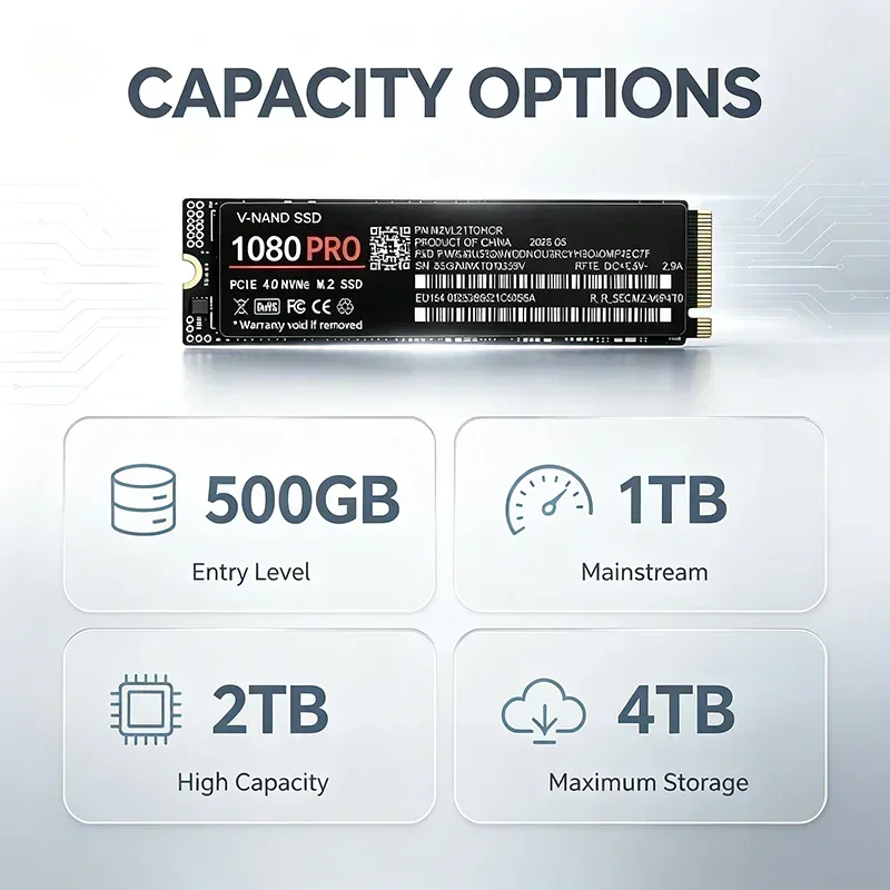 Original 1080PRO  New M.2 NVMe PCIe 4.0 SSD High Speed Gaming Internal Drive Storage Upgrade For PS5 Laptop Desktop PC