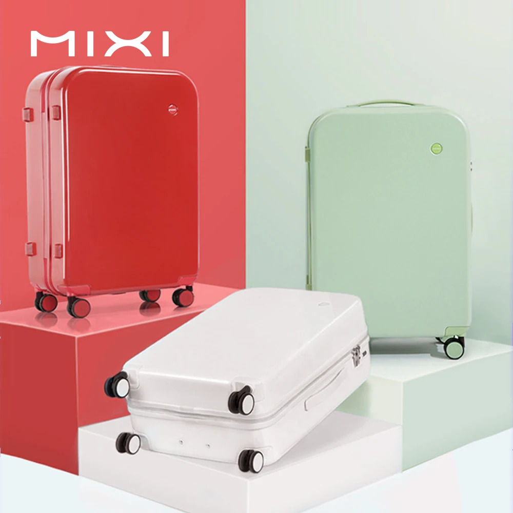 （Shipment from Riyadh Saudi Arabia）Mixi Women Luggage PC Suitcase Travel Trolley Case Men Mute Spinner Wheels Rolling Baggage