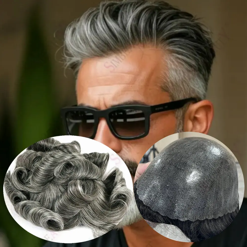 

Натуральный парик для мужчин с ультратонкой полиуретановой основой MicroSkin, цвета 1B50, 1B80, серый, черный, блонд, 100% натуральные волосы Реми, суперпрочный, с естественной линией роста волос