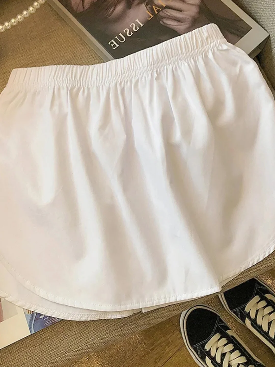 High Waist A-Line  Skirt Women's Button Asymmetrical Overlap Short Skirt Butt Curtain Base Layer Skirt Casual Style
