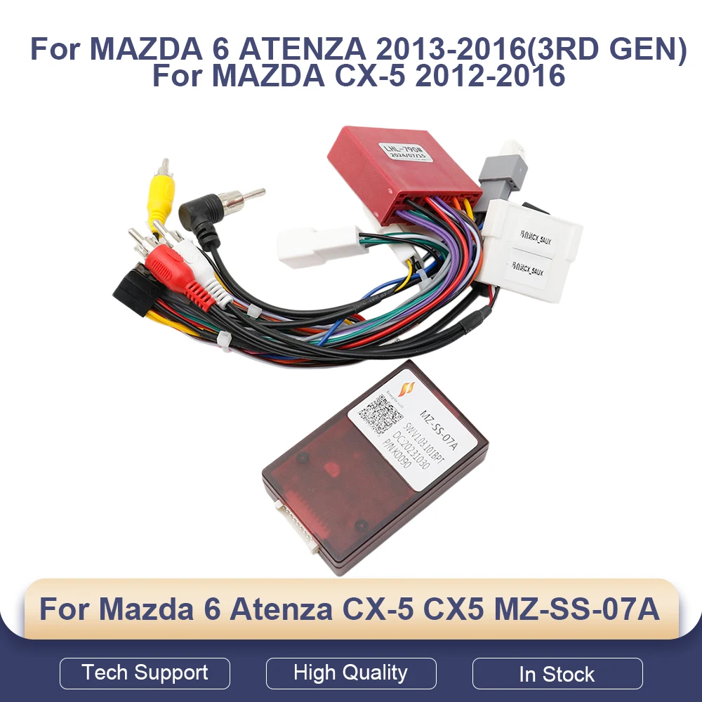 For Mazda 6 Atenza CX-5 CX5 MZ-SS-07A 16PIN Android Wire Harness Canbus Box Decoder Adapter