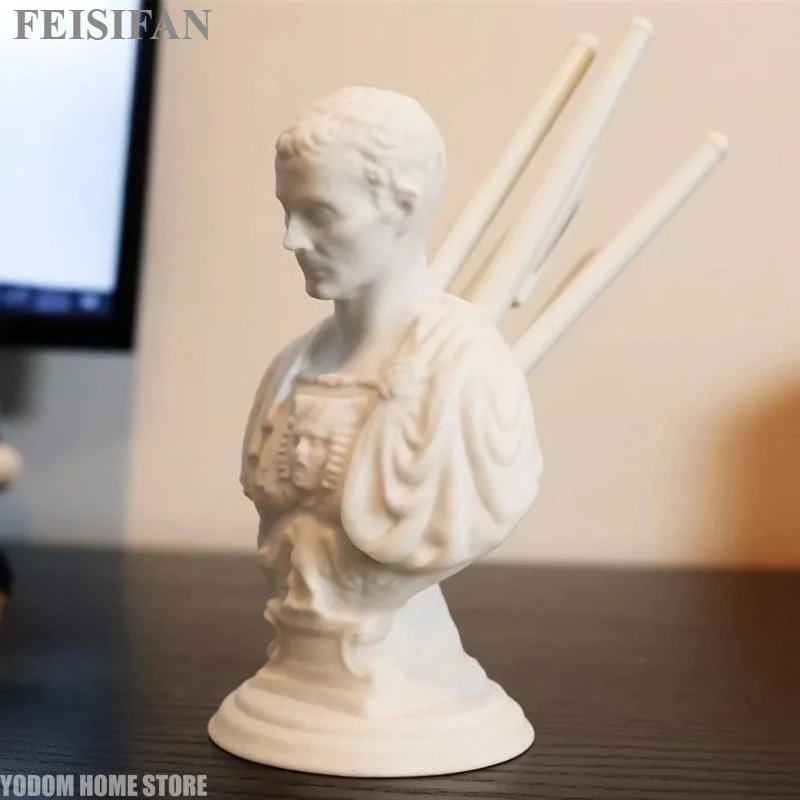 3D Printed Julius Caesar Statue Pen Holder Desktop Stationery Organizer Creative Office Table Decor Ornament Gift For Teachers