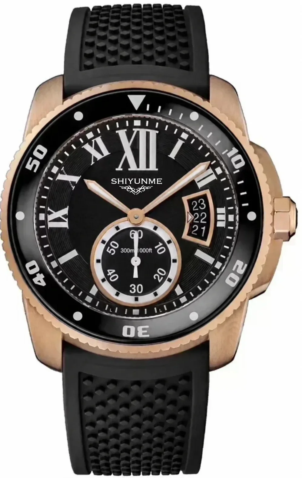 42MM Men's Mechanical Automatic Watch, Ceramic and Rubber, Full-Featured, World Time