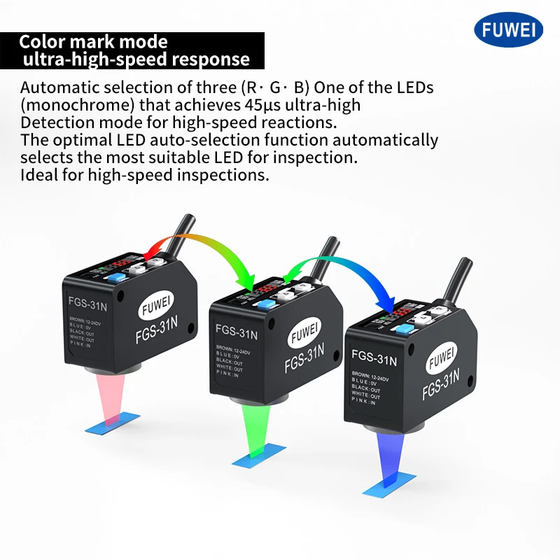 FGS-31N Infrared High-Precision Measurement Color Label Recognition Color Sensor High Accuracy Identifying Photoelectric Sensors