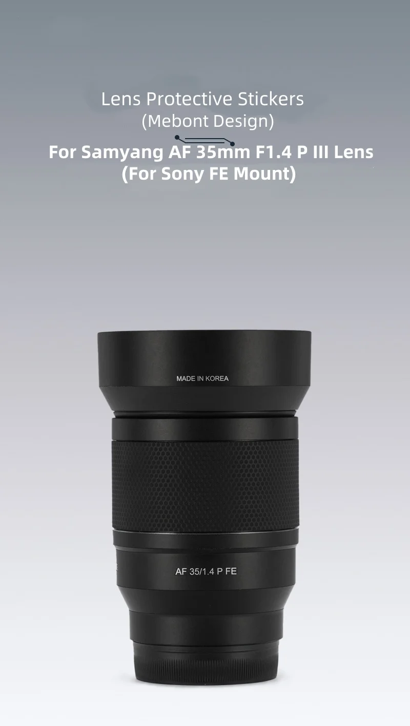 For Samyang AF 35mm F1.4 P FE III Decal Skin Vinyl Wrap Anti-Scratch Film Camera Lens Sticker 35 1.4 F/1.4 For Sony E Mount