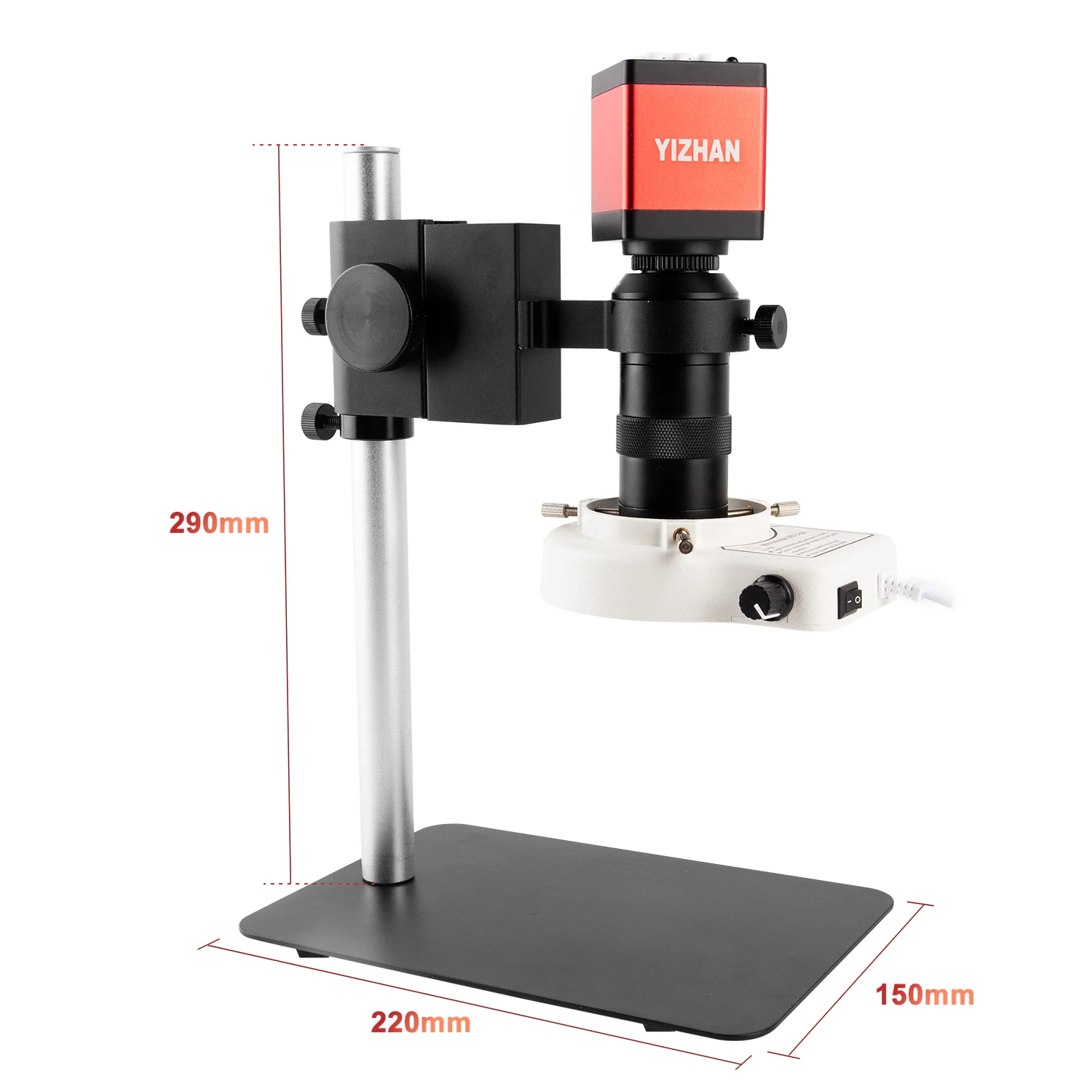 YIZHAN 1080P 13MP Digital Microscope For Soldering 1-130X C-Mount Lens Light 60FPS HDMI VGA HD Industrial Video Camera Magnifier