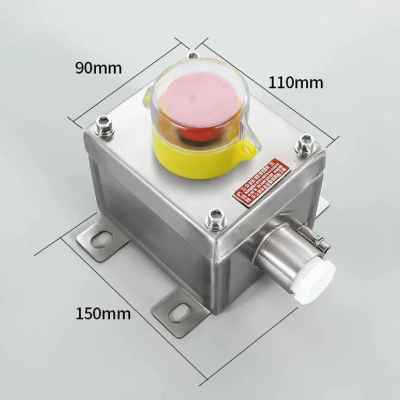 304 Stainless Steel Explosion Proof Emergency Stop Push Button Switch Box IP65 Wall Mount With Protective Cover