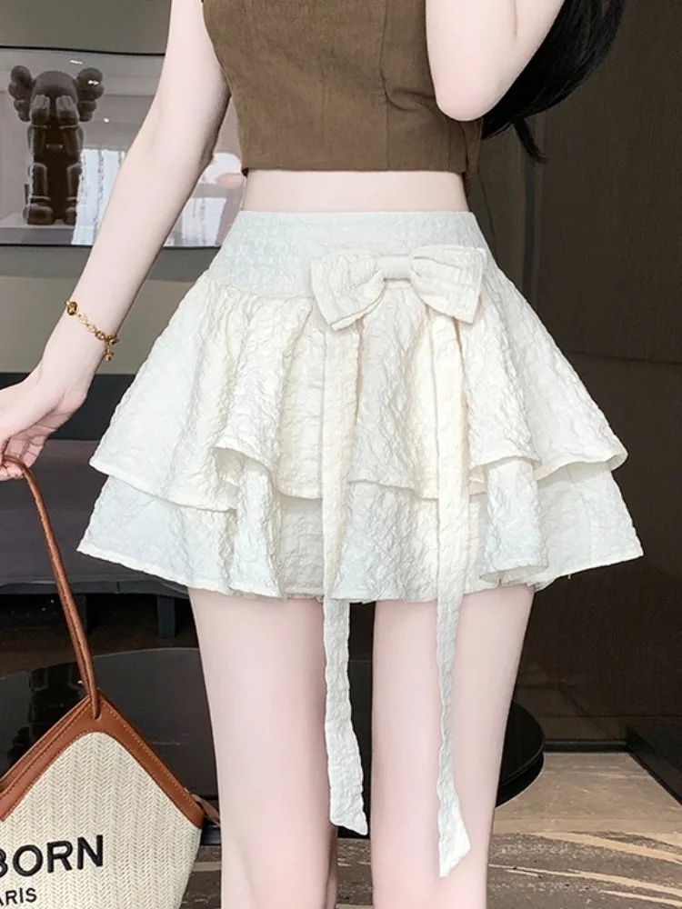 

Юбка-пачка с завязками и поясом, больших размеров, женская, весна-лето, с высокой талией, скрывающая бедра, А-силуэт, маленький размер