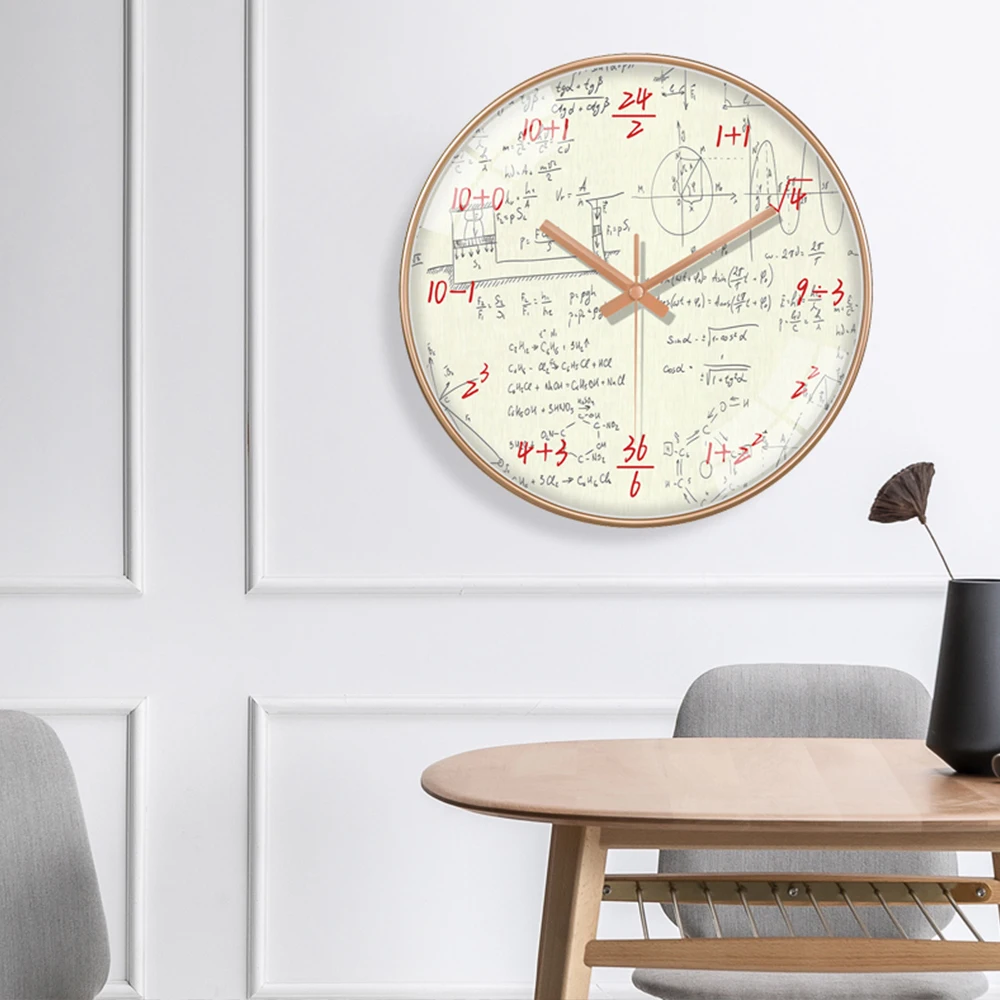 8 inch Chalkboard Math Formulas Clock Student Personality Silent Wall Clock Classroom Study Mathematics Art Wall Decor Math Gift